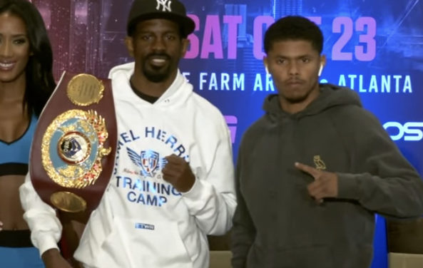 JAMEL HERRING I SHAKUR STEVENSON NA KONFERENCJI PRASOWEJ PRZED SOBOTNIĄ WALKĄ