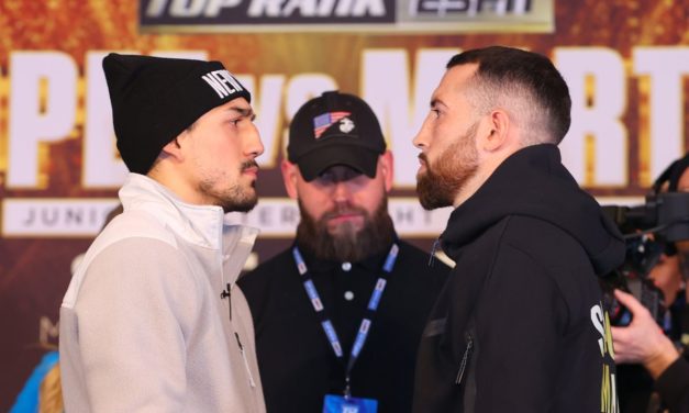 TEOFIMO LOPEZ I SANDOR MARTIN NA KONFERENCJI PRASOWEJ. DAMIAN KNYBA NA KARCIE WALK
